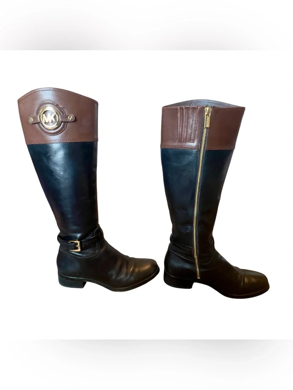 Michael Kors Two-Tone Black and Brown Riding Boots